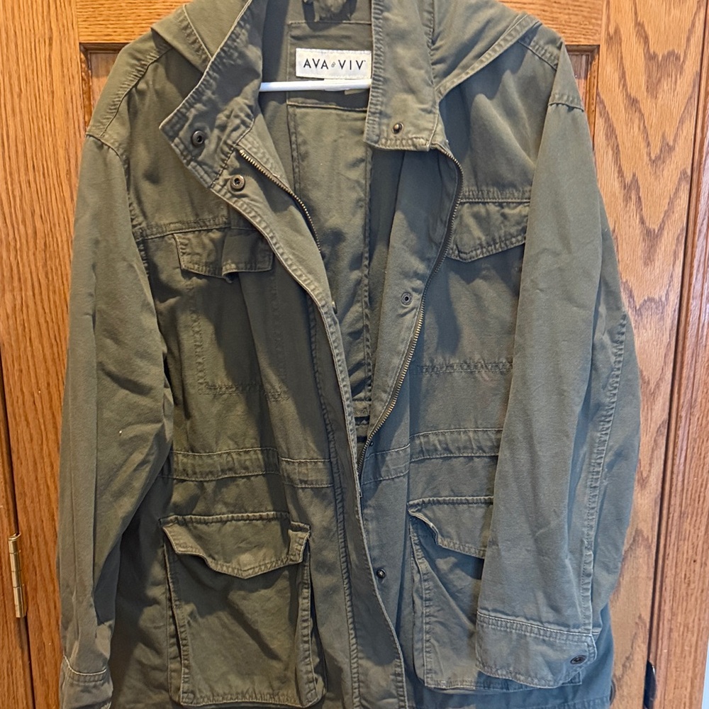 Ava & Viv Womens Green Military Jacket - Picture 3 of 6